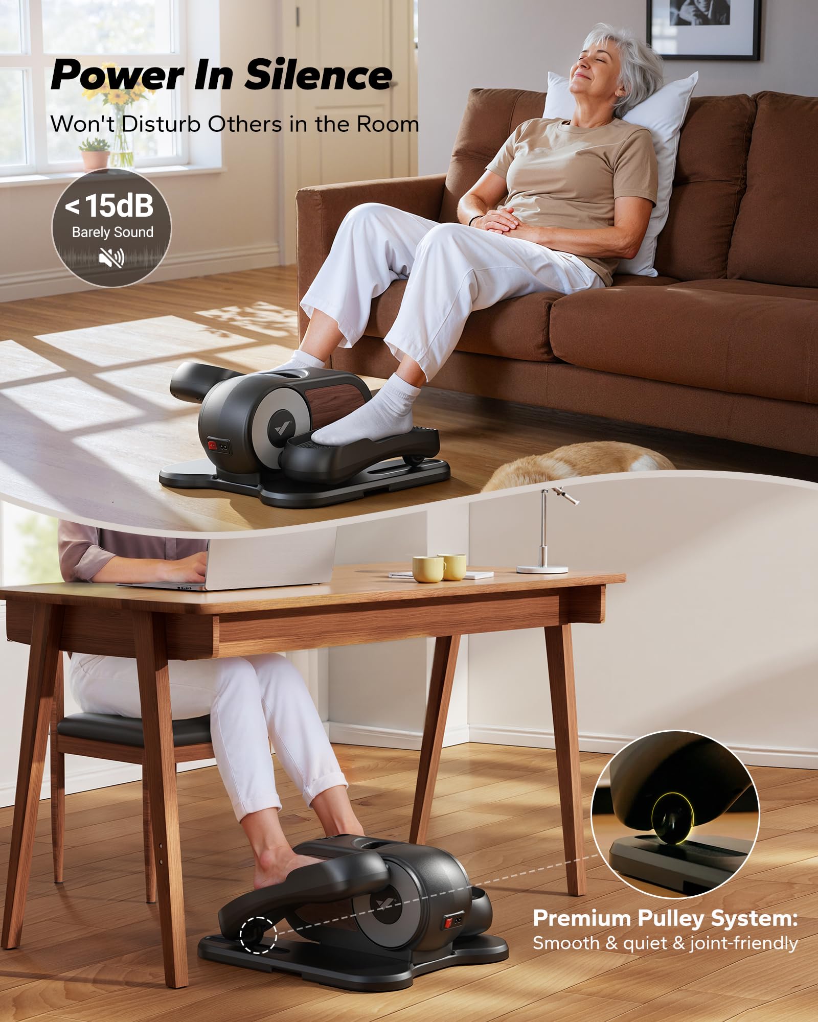 MERACH Under-Desk Elliptical with Remote and 12 Speeds