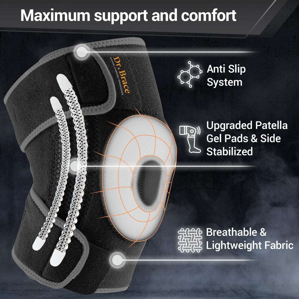 DR. BRACE ELITE Knee Brace with Stabilizers and Gel Pads