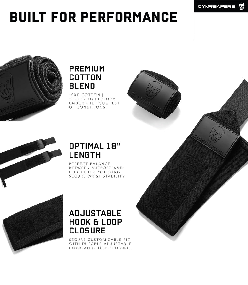 Gymreapers 18-Inch Weightlifting Wrist Wraps for Support