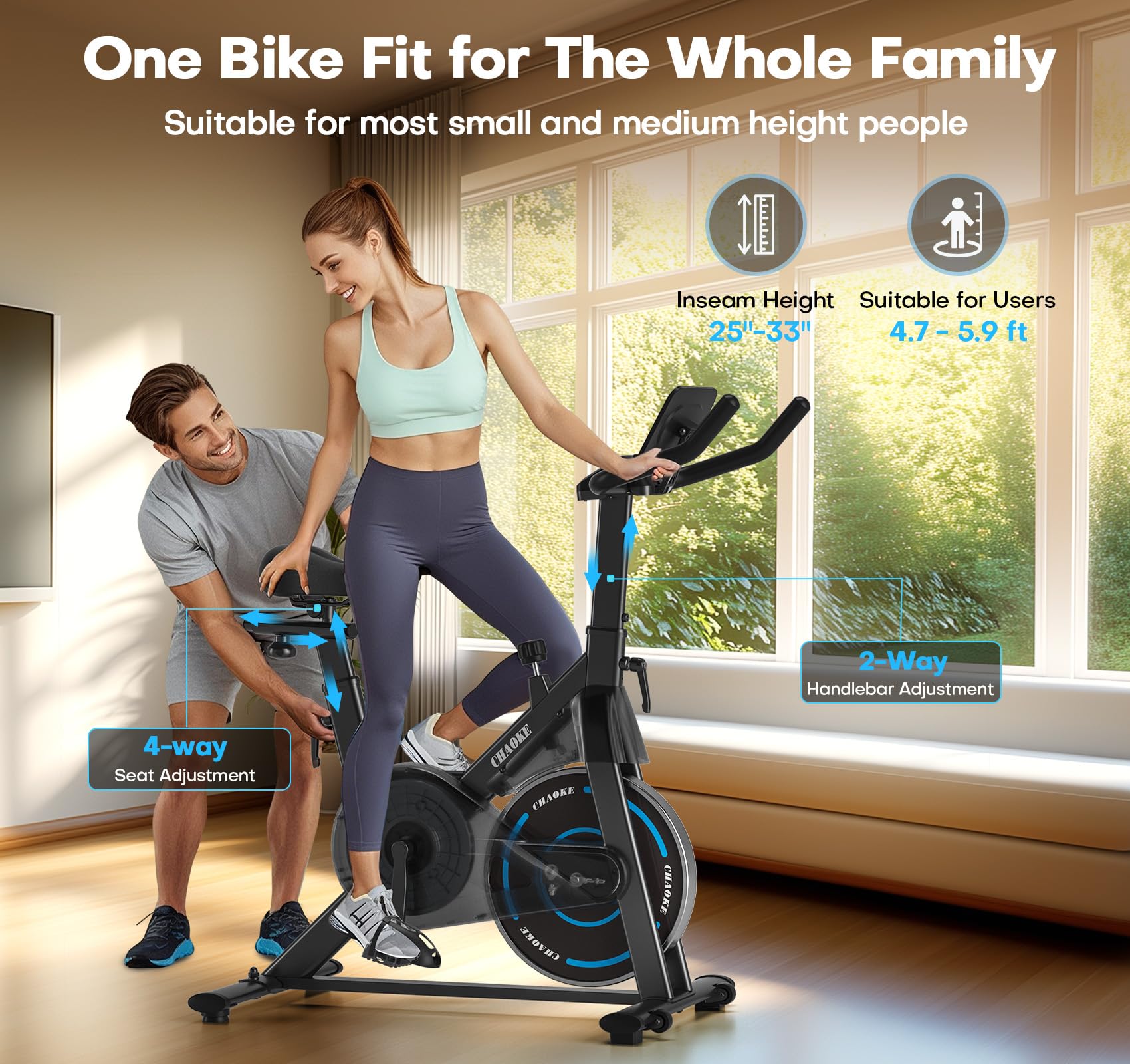 CHAOKE Magnetic Resistance Exercise Bike with App Connectivity