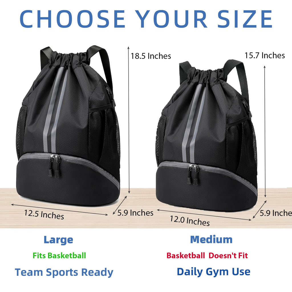 JELUTAR Drawstring Gym Backpack with Shoe Compartment