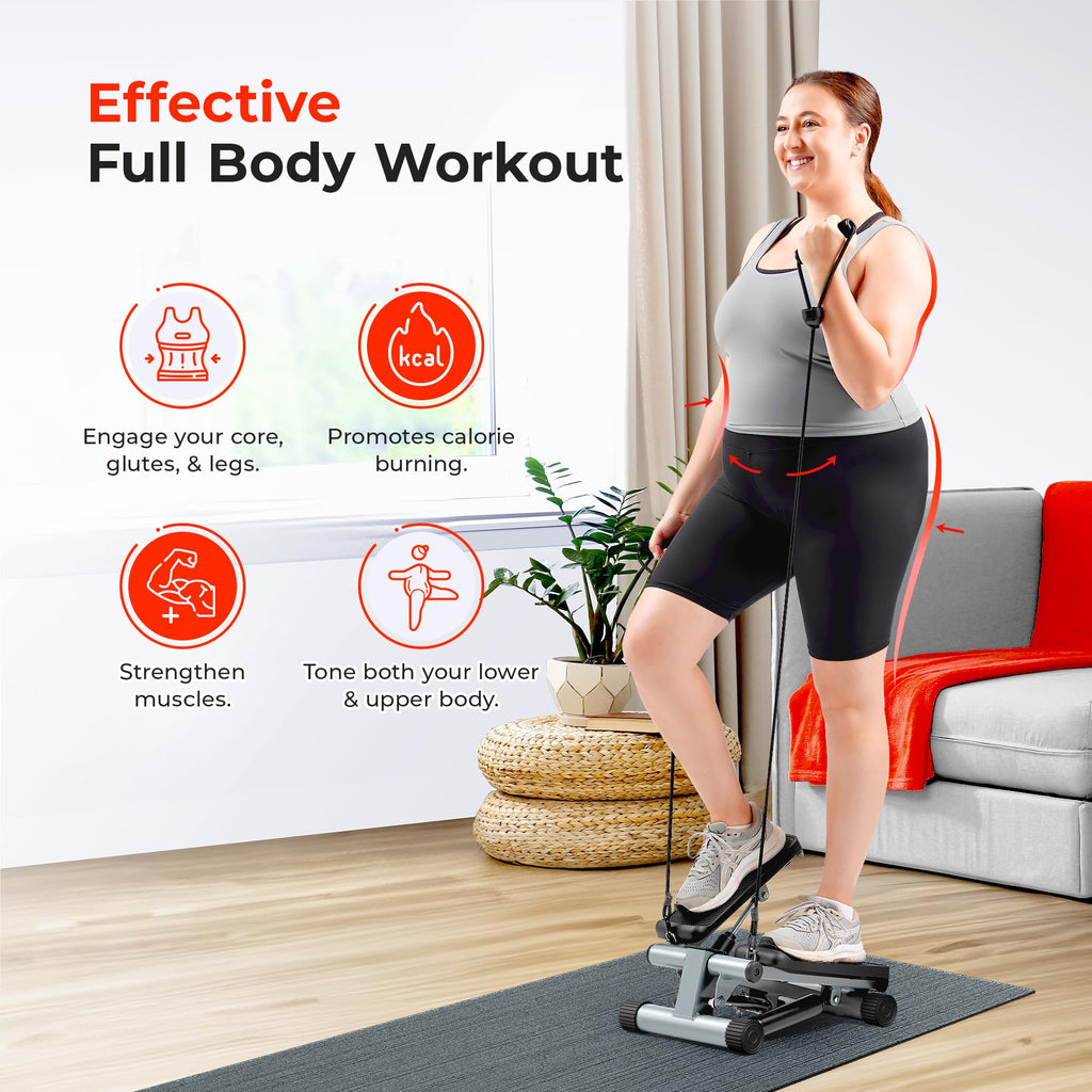 Sunny Health & Fitness Mini Stepper with Resistance Bands
