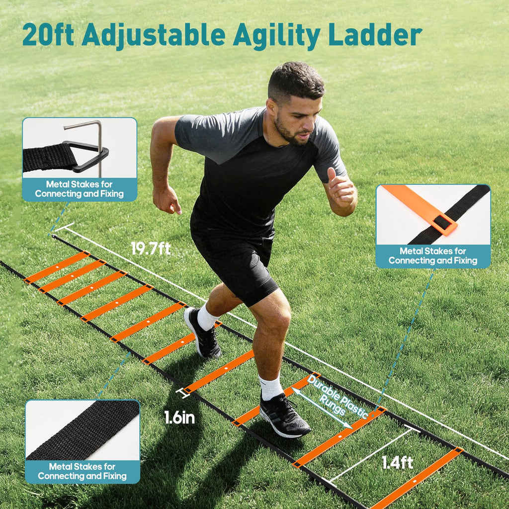 OLIXIS Agility Training Set with Hurdles, Cones and Ladder