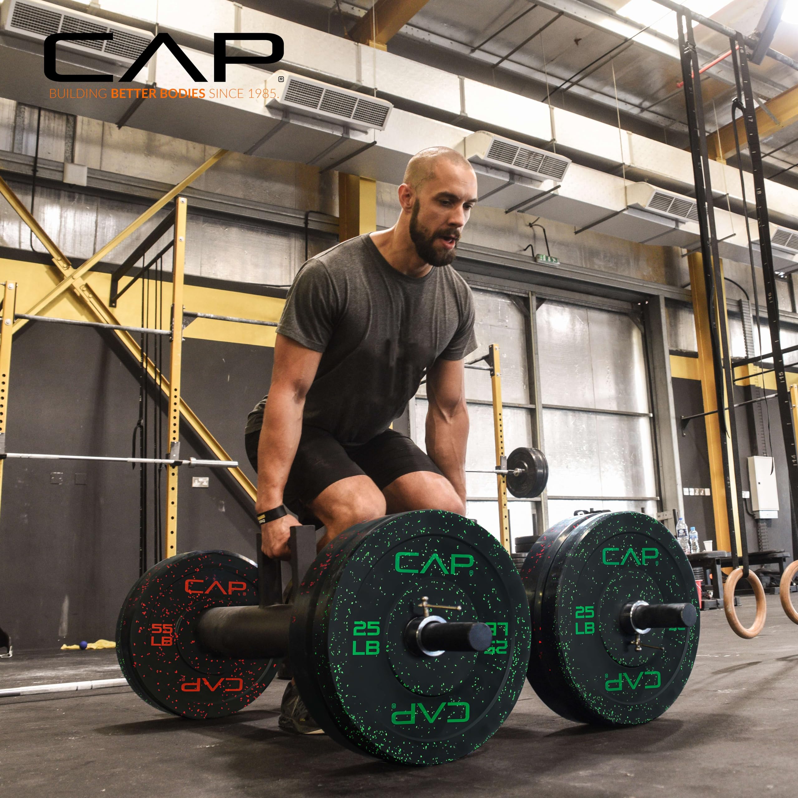 CAP 260 lb Speckled Olympic Bumper Plate Set with Steel Hubs