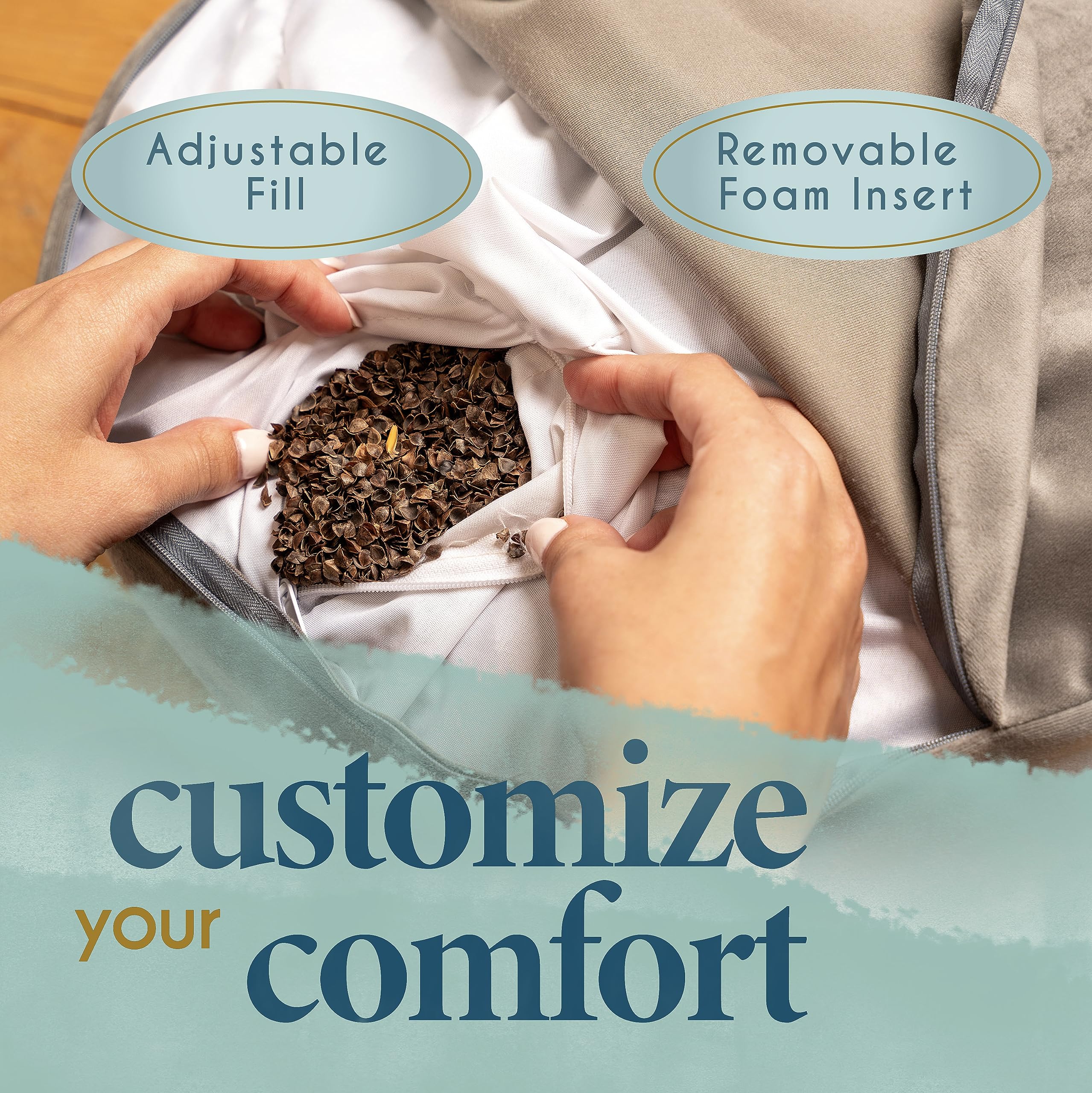 Florensi Large Velvet Meditation Cushion with Buckwheat Fill