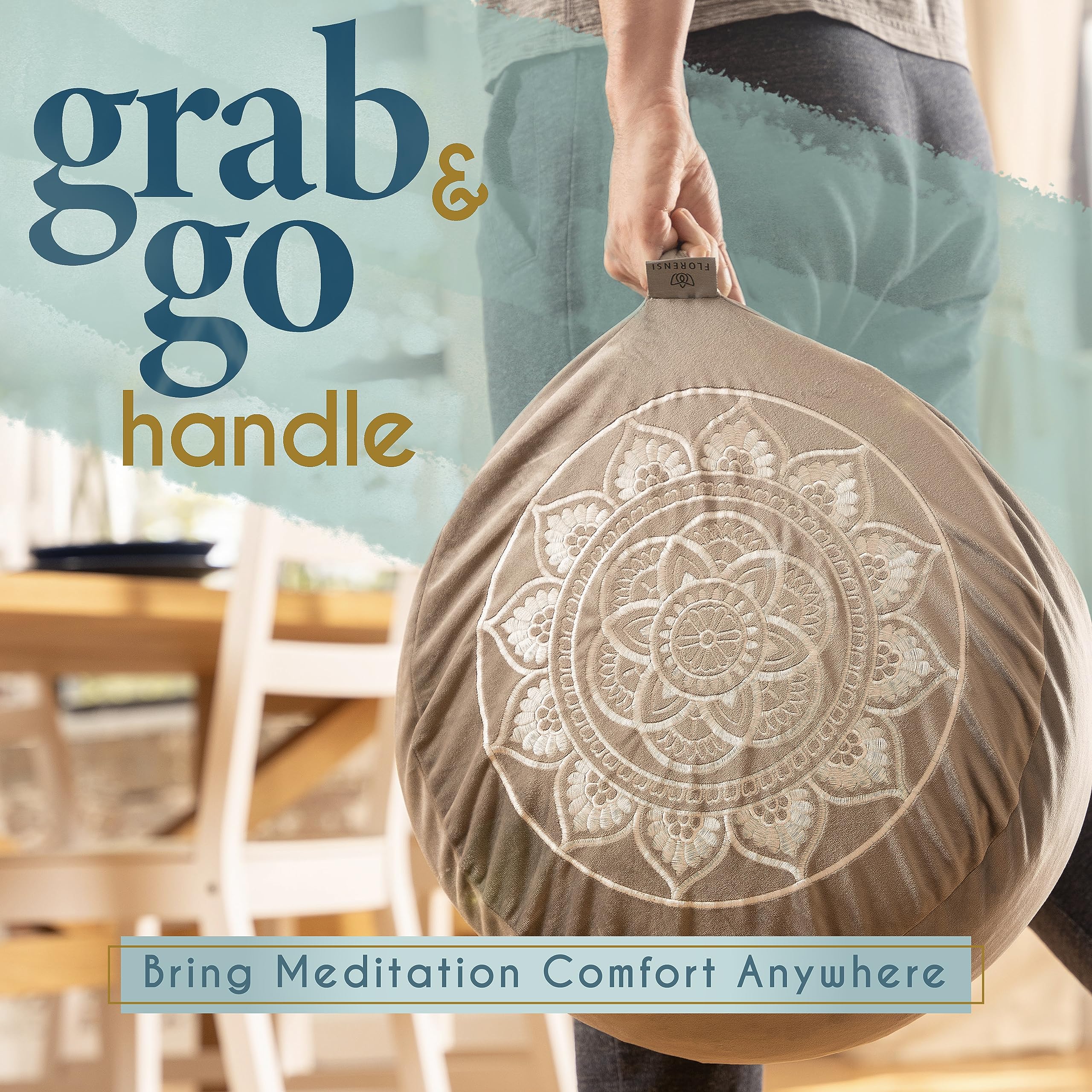Florensi Large Velvet Meditation Cushion with Buckwheat Fill